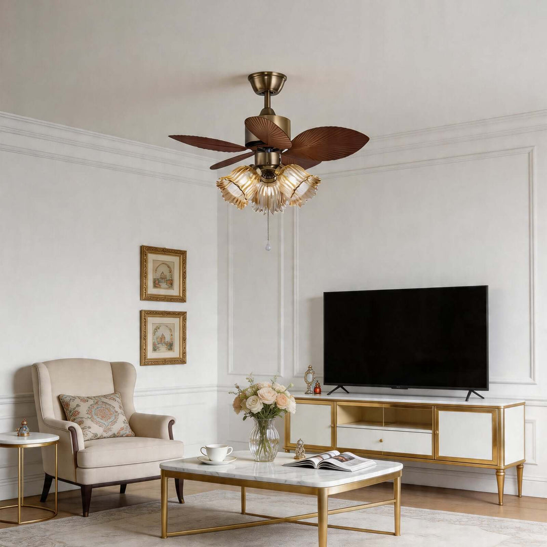 Lymoz Ceiling Fan Light | American Flower Glass Light
