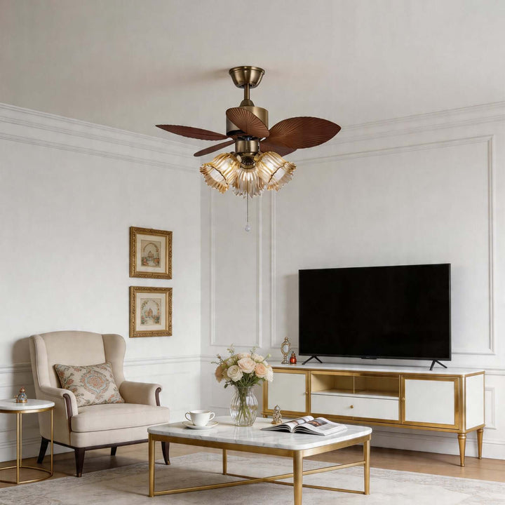 Lymoz Ceiling Fan Light | American Flower Glass Light