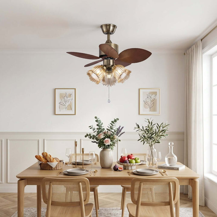 Lymoz Ceiling Fan Light | American Flower Glass Light
