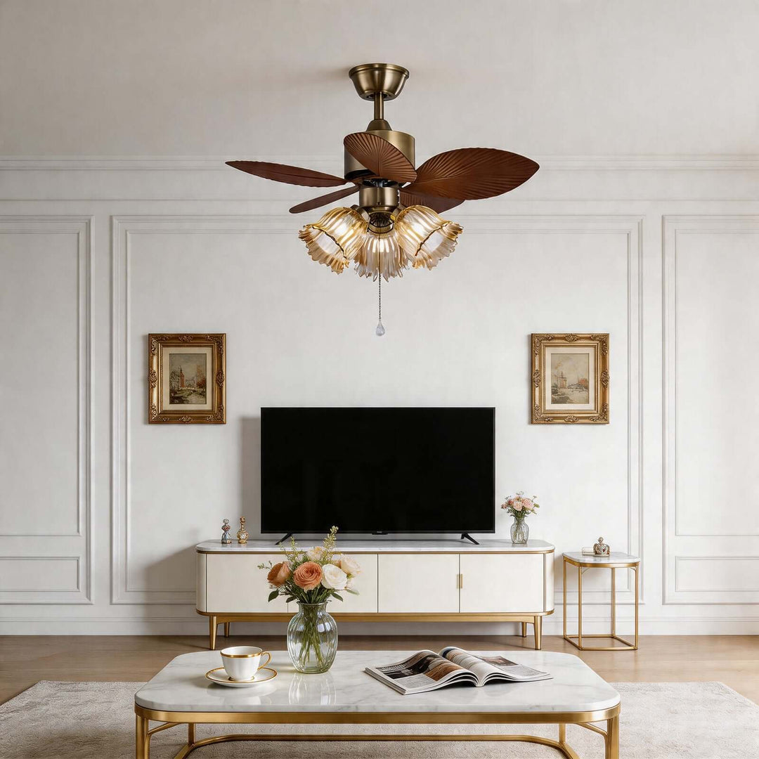Lymoz Ceiling Fan Light | American Flower Glass Light