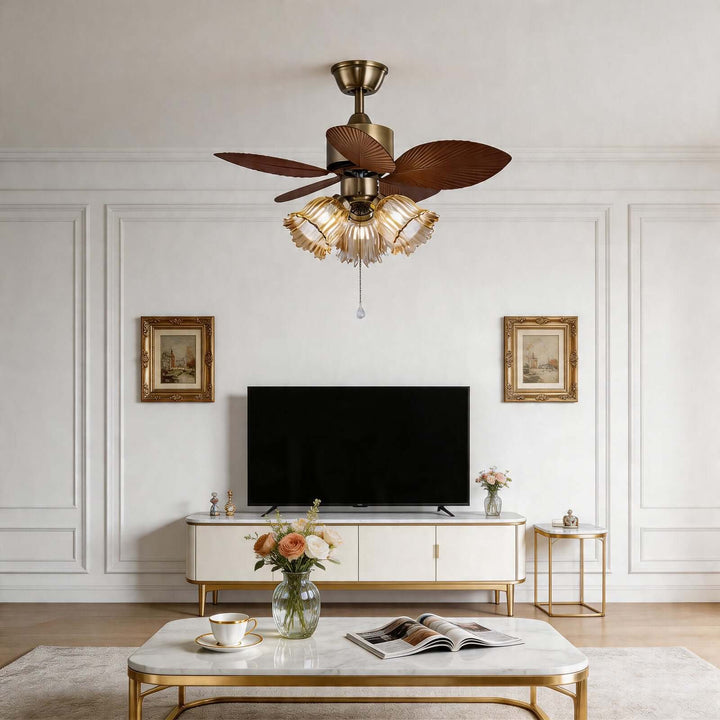 Lymoz Ceiling Fan Light | American Flower Glass Light