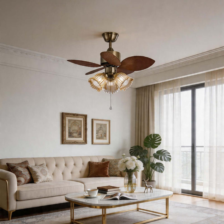 Lymoz Ceiling Fan Light | American Flower Glass Light