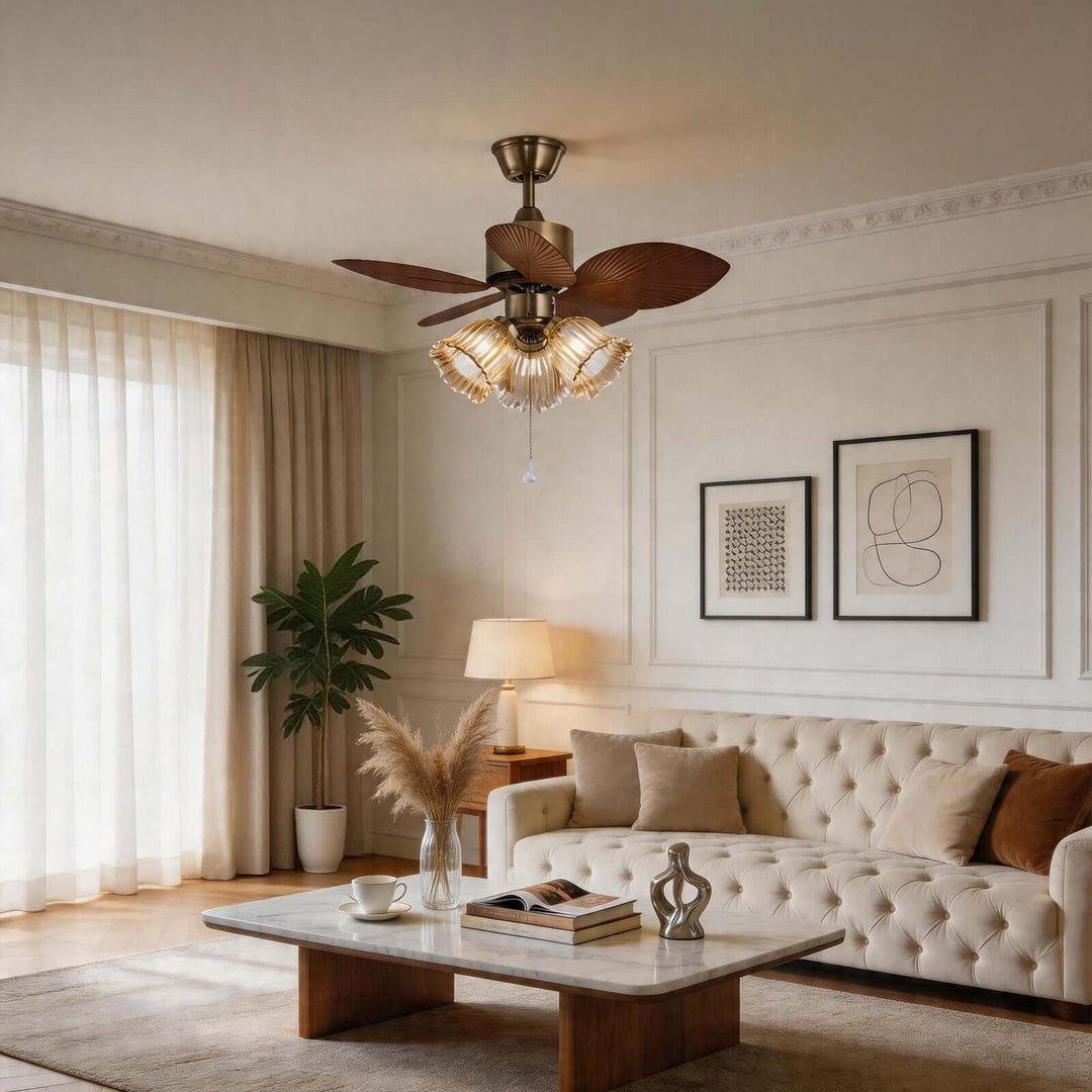Lymoz Ceiling Fan Light | American Flower Glass Light