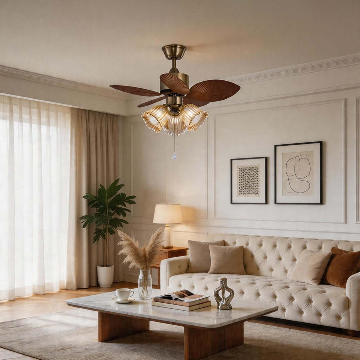 Lymoz Ceiling Fan Light | American Flower Glass Light