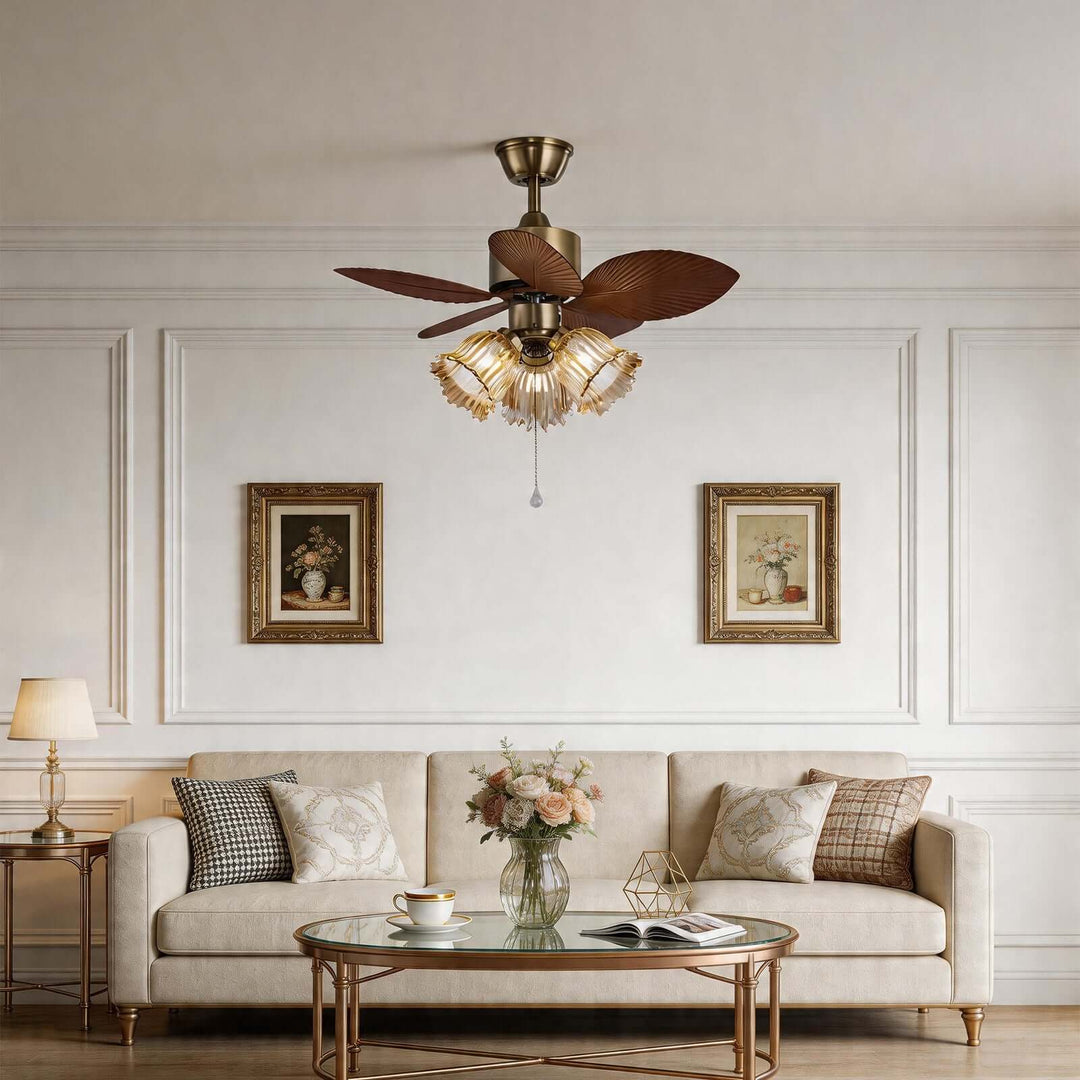 Lymoz Ceiling Fan Light | American Flower Glass Light