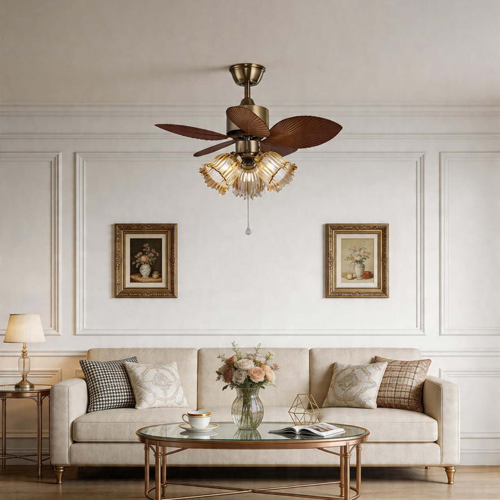 Lymoz Ceiling Fan Light | American Flower Glass Light