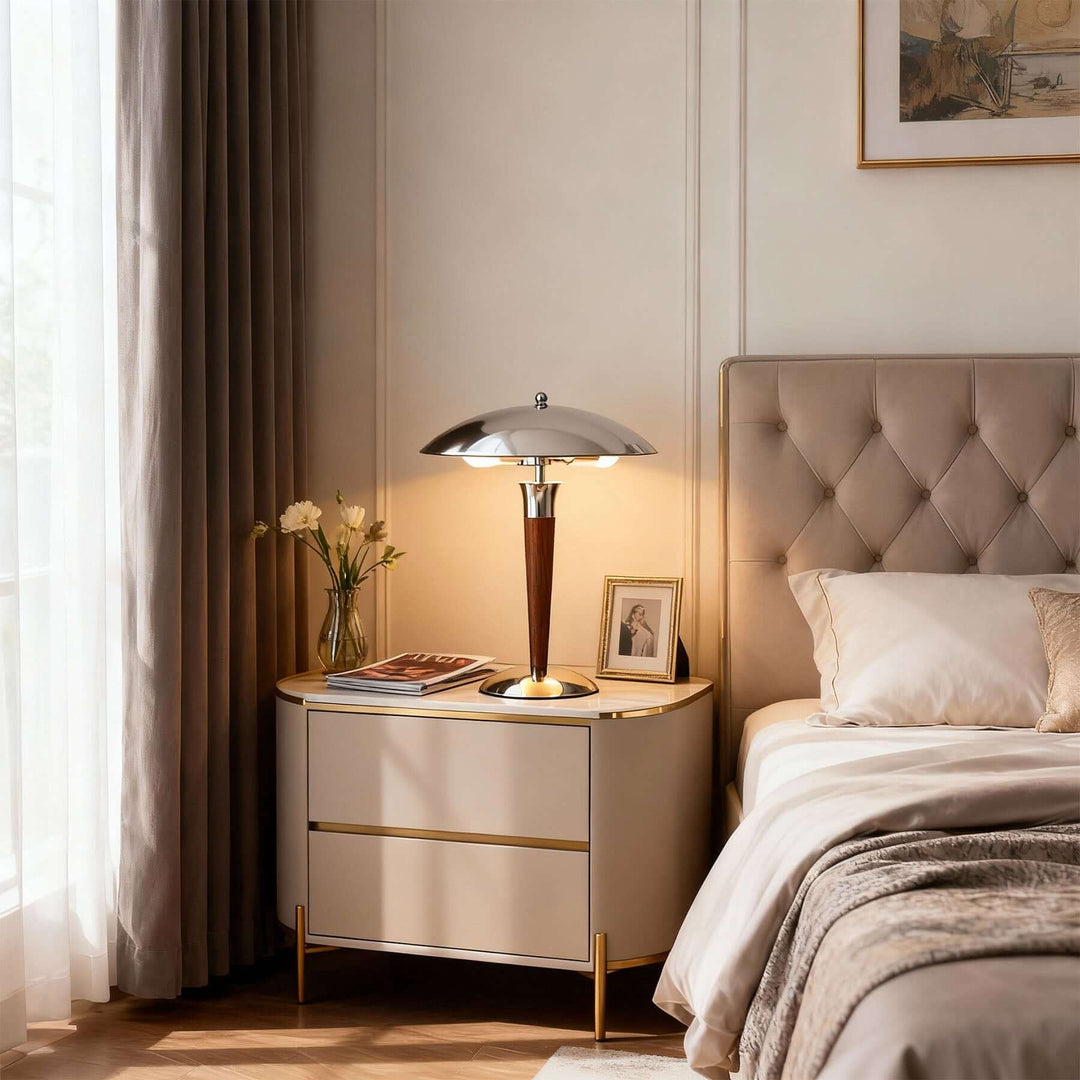 Dekanu Table Lamp – Chrome Metal French Country Luxury