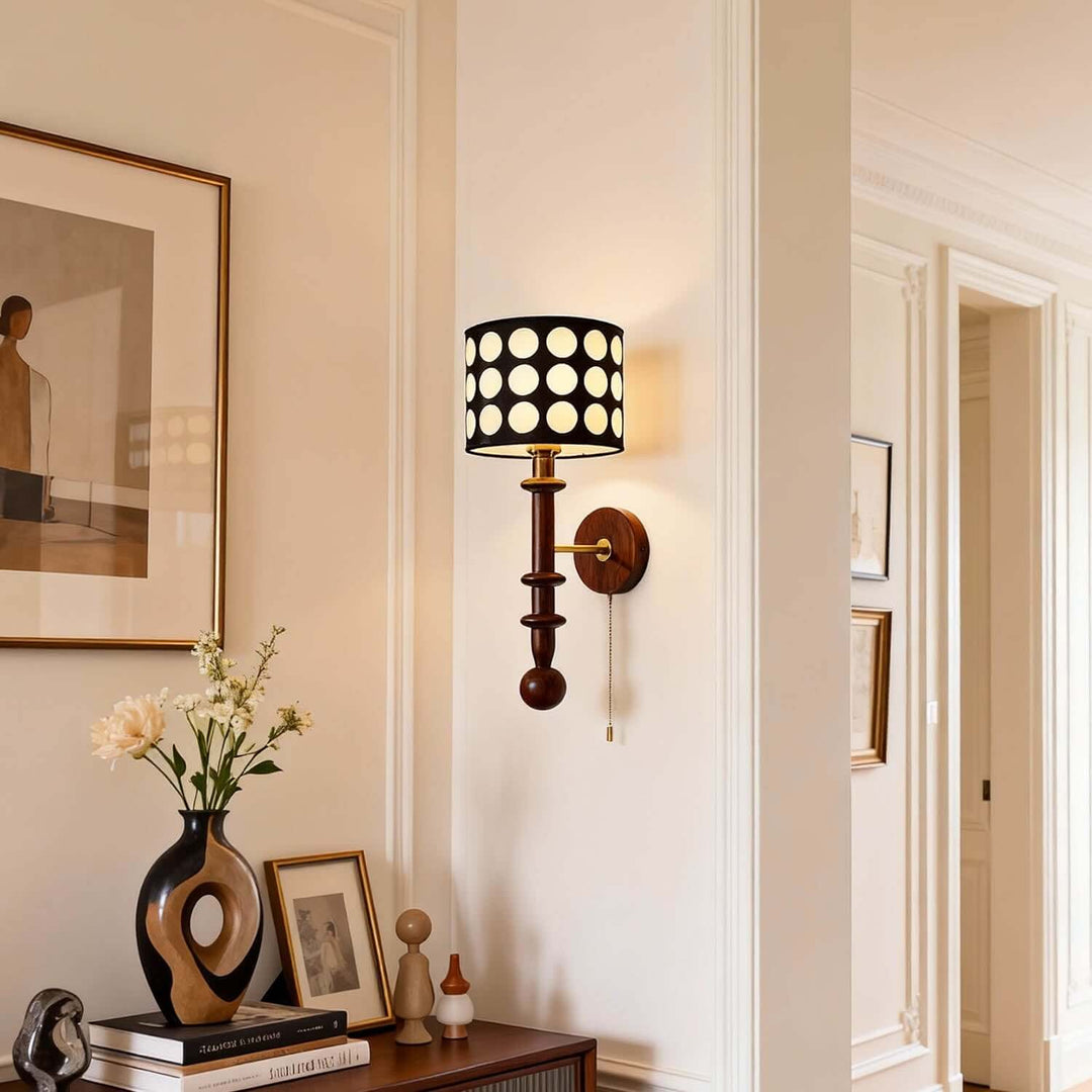 Navira Wall Lamp - French Vintage Solid Wood Fabric Hallway