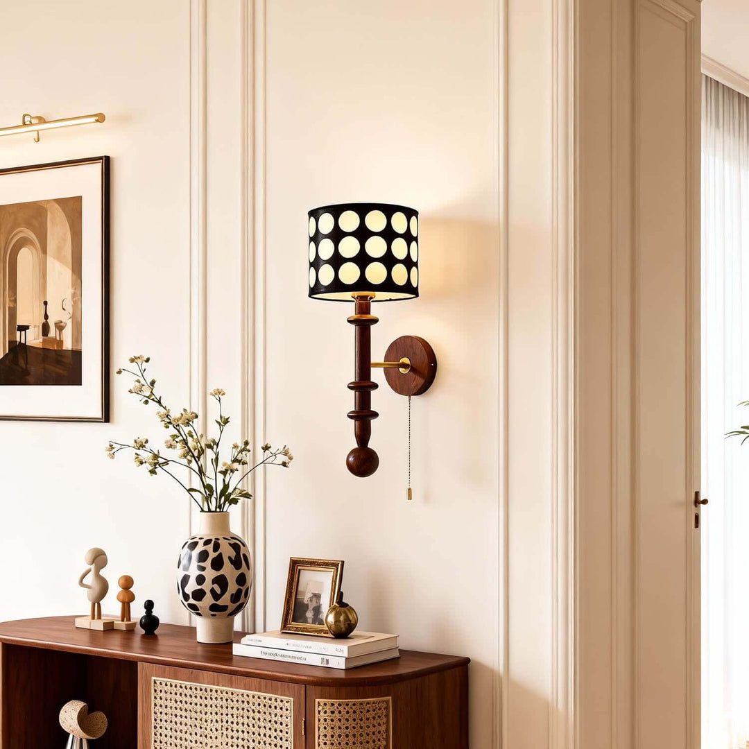 Navira Wall Lamp - French Vintage Solid Wood Fabric Hallway