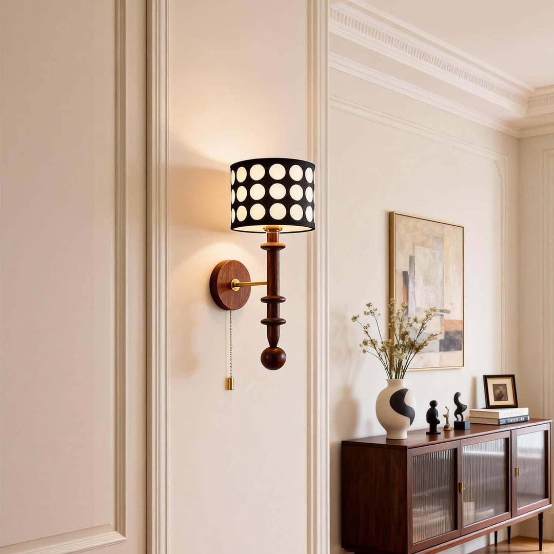 Navira Wall Lamp - French Vintage Solid Wood Fabric Hallway