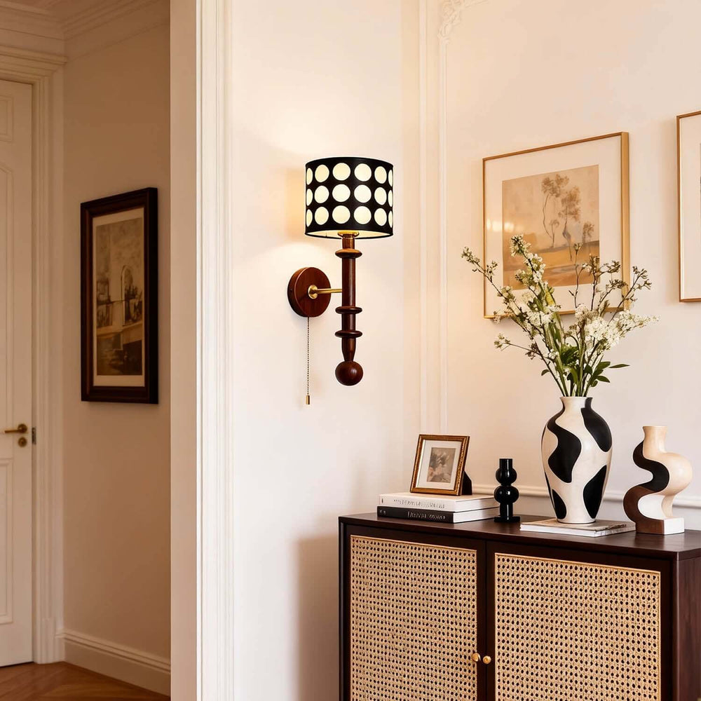 Navira Wall Lamp - French Vintage Solid Wood Fabric Hallway