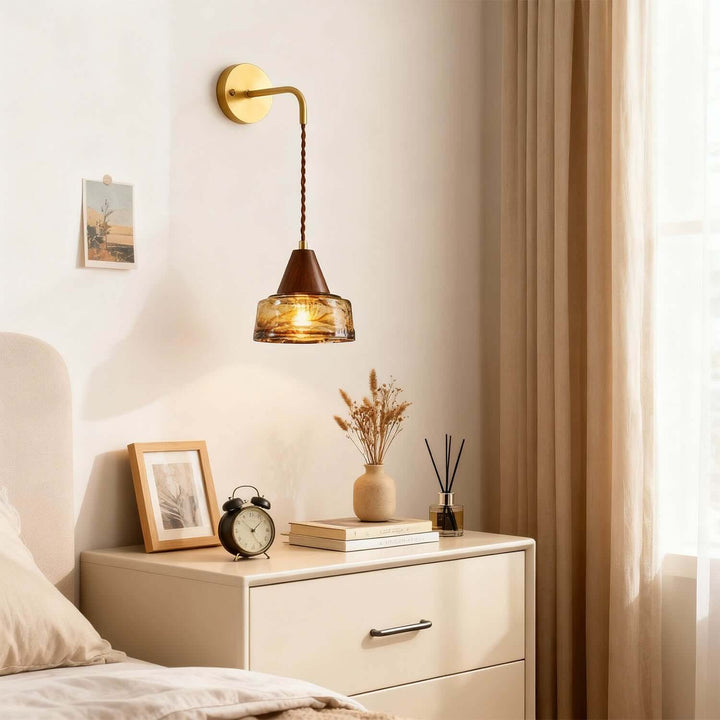 Naviro Wall Light - Minimalist Statement Amber Art Glass Light