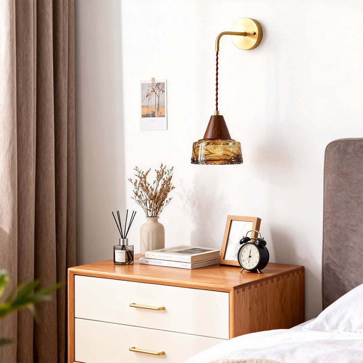 Naviro Wall Light - Minimalist Statement Amber Art Glass Light