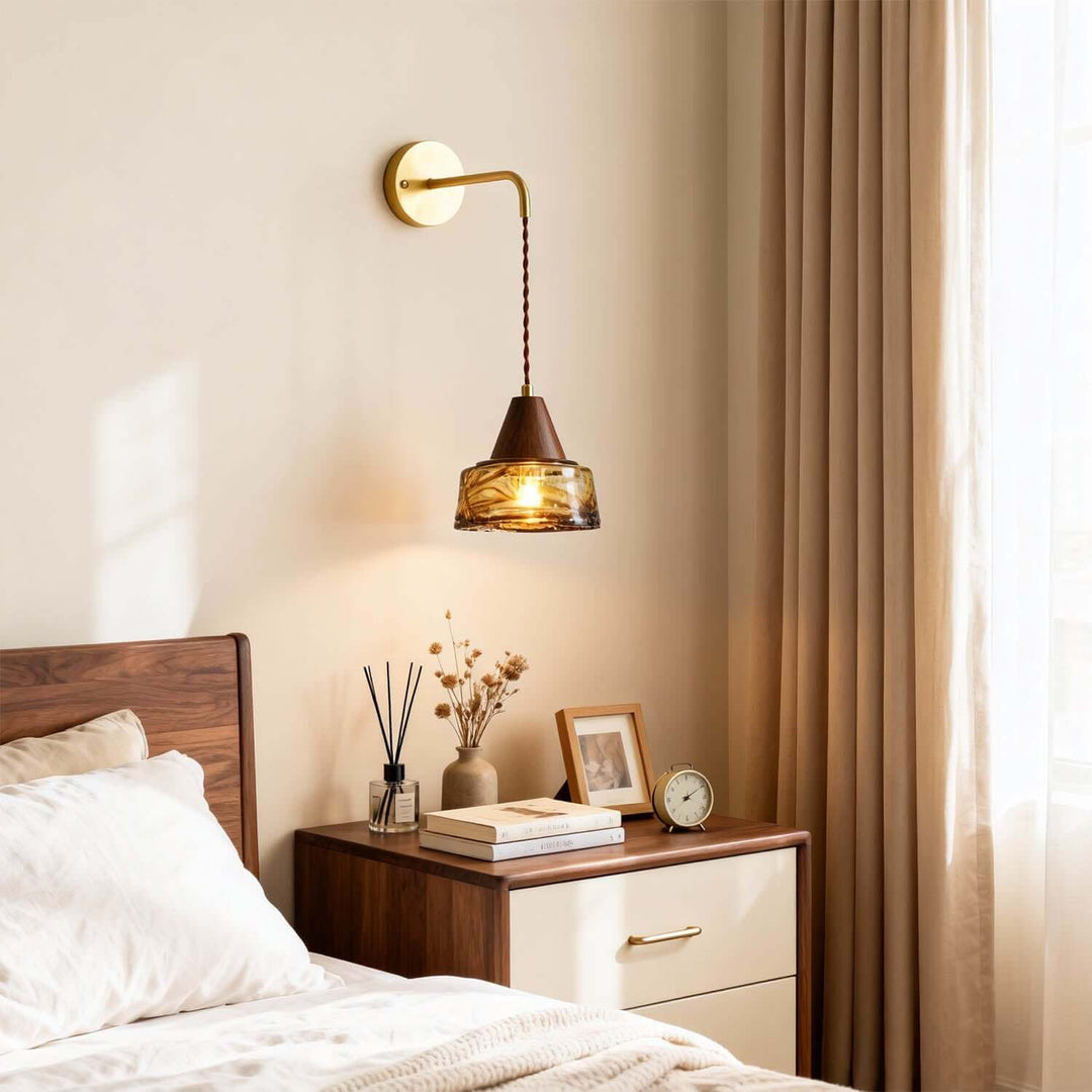 Naviro Wall Light - Minimalist Statement Amber Art Glass Light