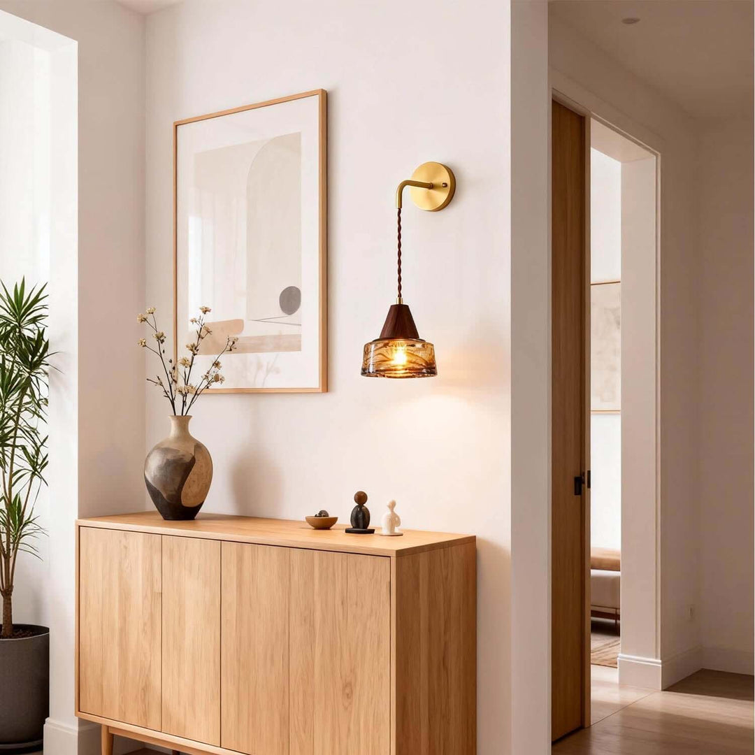 Naviro Wall Light - Minimalist Statement Amber Art Glass Light