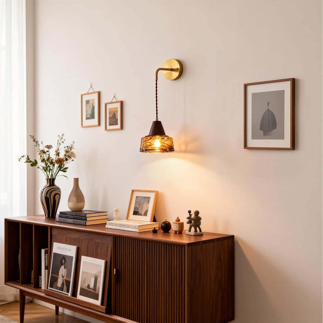 Naviro Wall Light - Minimalist Statement Amber Art Glass Light