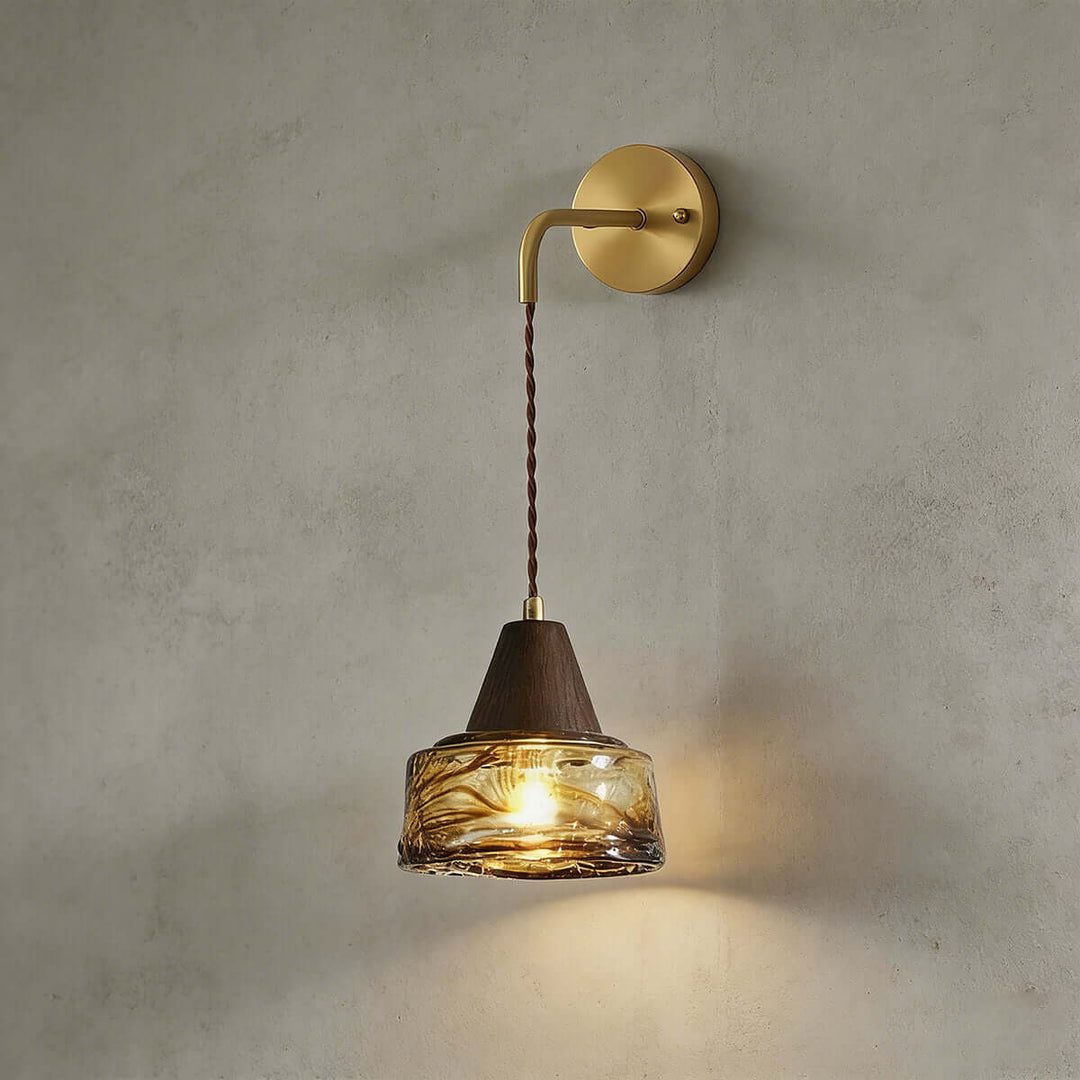 Naviro Wall Light - Minimalist Statement Amber Art Glass Light