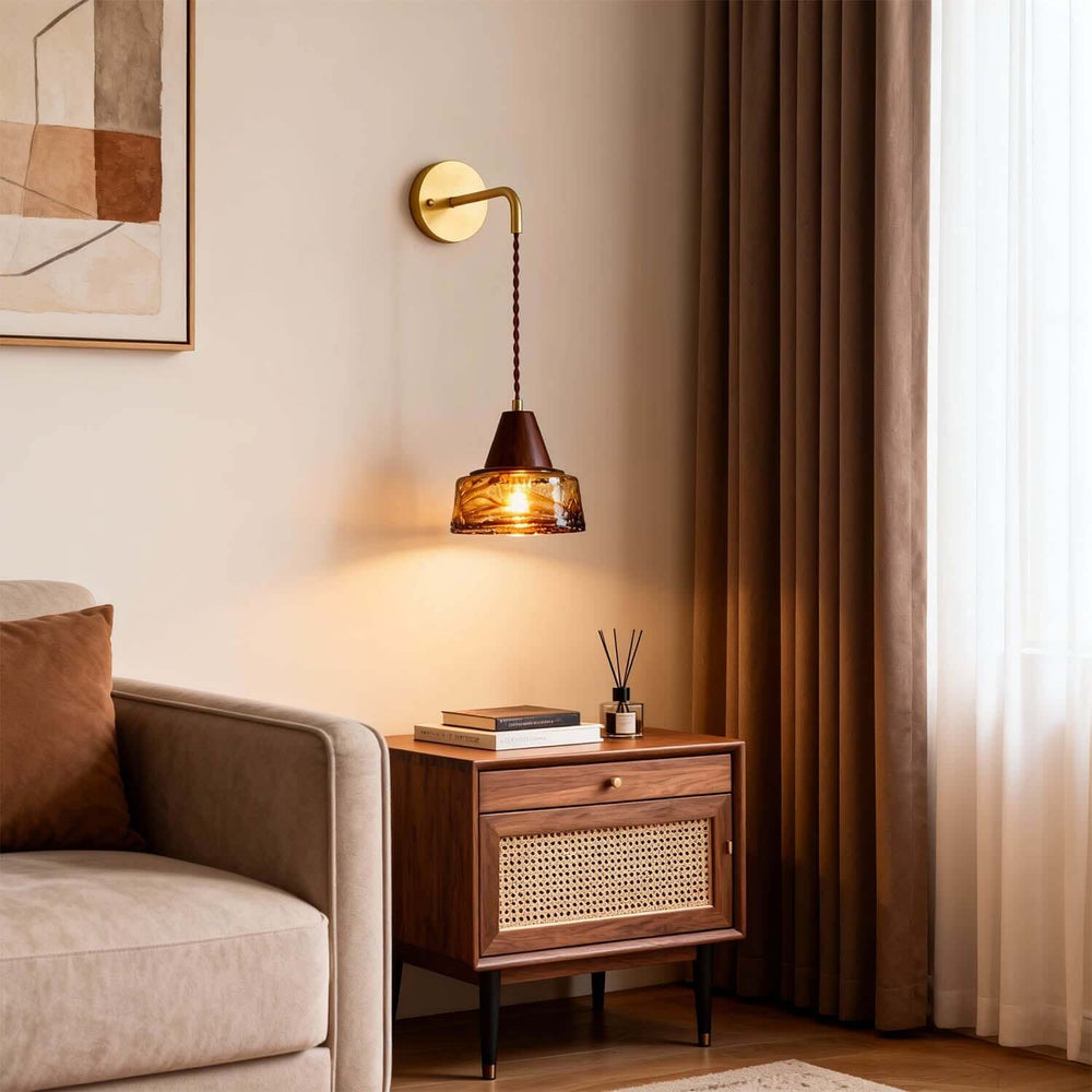 Naviro Wall Light - Minimalist Statement Amber Art Glass Light