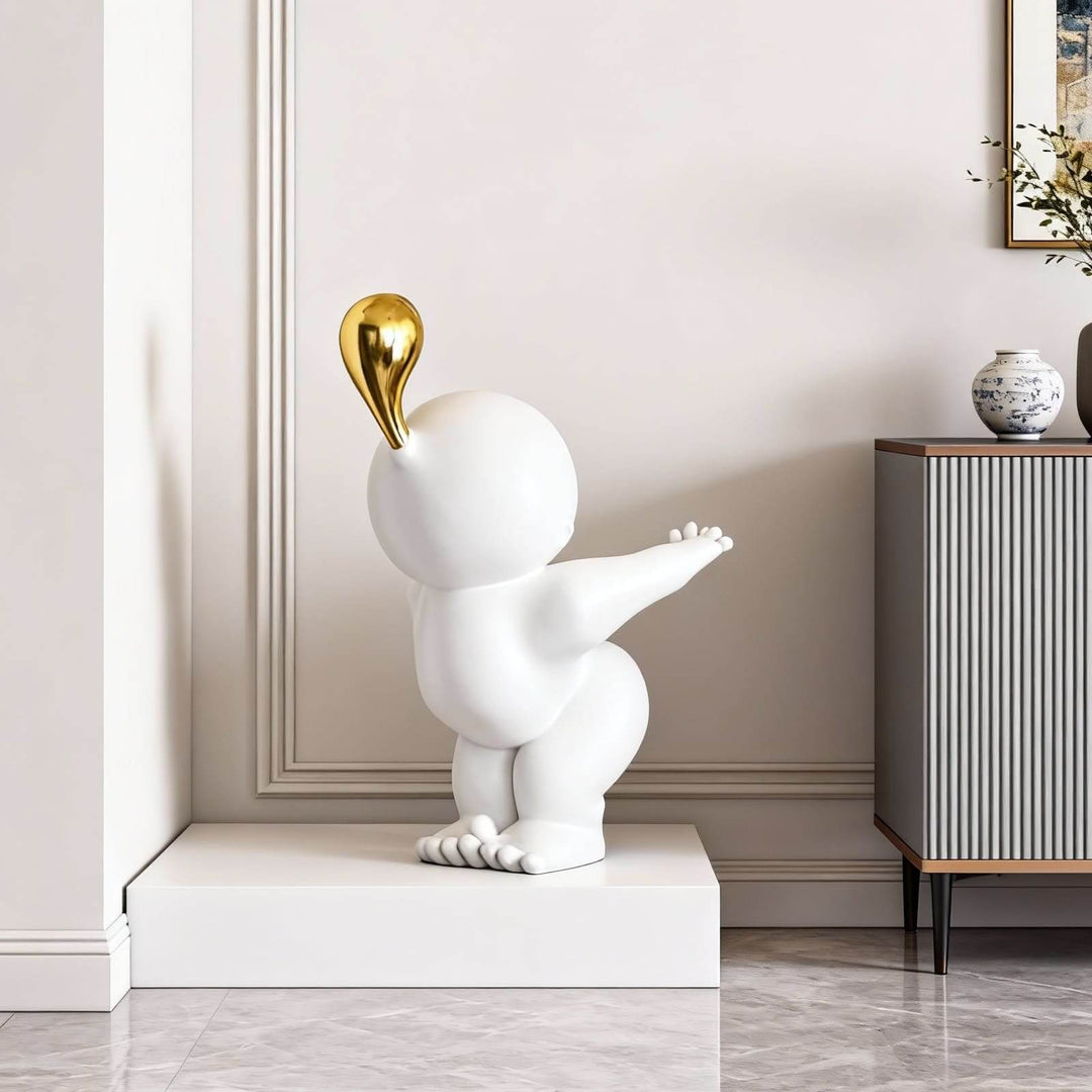 Nobiku White Sculpture – Modern Entryway Decor Accent