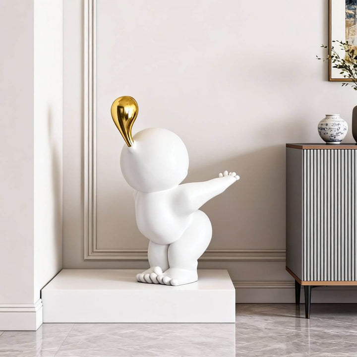 Nobiku White Sculpture – Modern Entryway Decor Accent