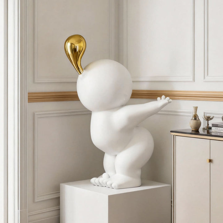 Nobiku White Sculpture – Modern Entryway Decor Accent