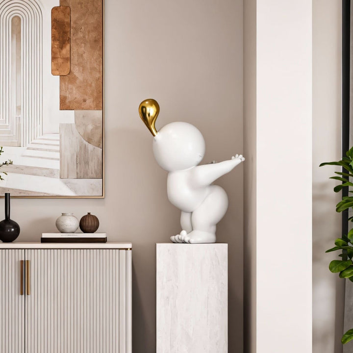 Nobiku White Sculpture – Modern Entryway Decor Accent