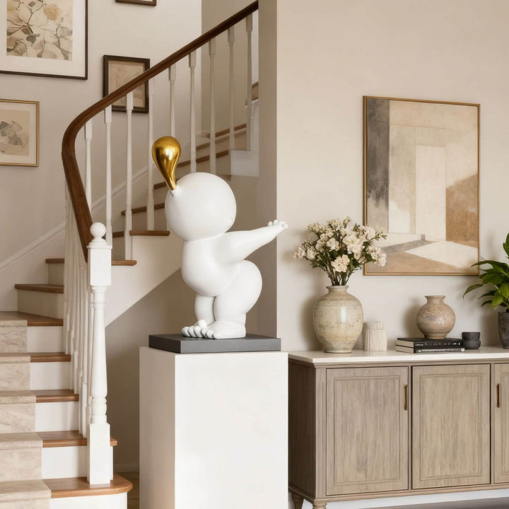Nobiku White Sculpture – Modern Entryway Decor Accent