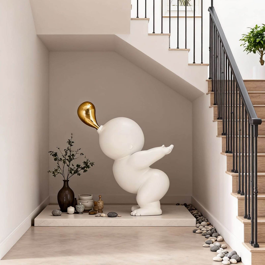 Nobiku White Sculpture – Modern Entryway Decor Accent