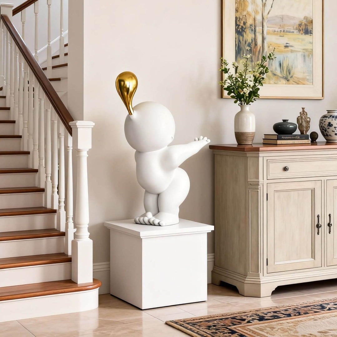 Nobiku White Sculpture – Modern Entryway Decor Accent