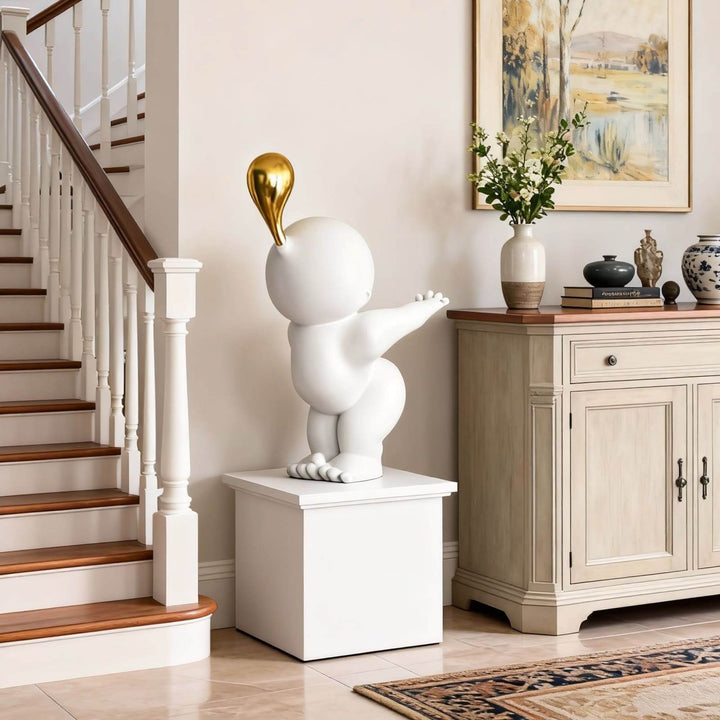 Nobiku White Sculpture – Modern Entryway Decor Accent