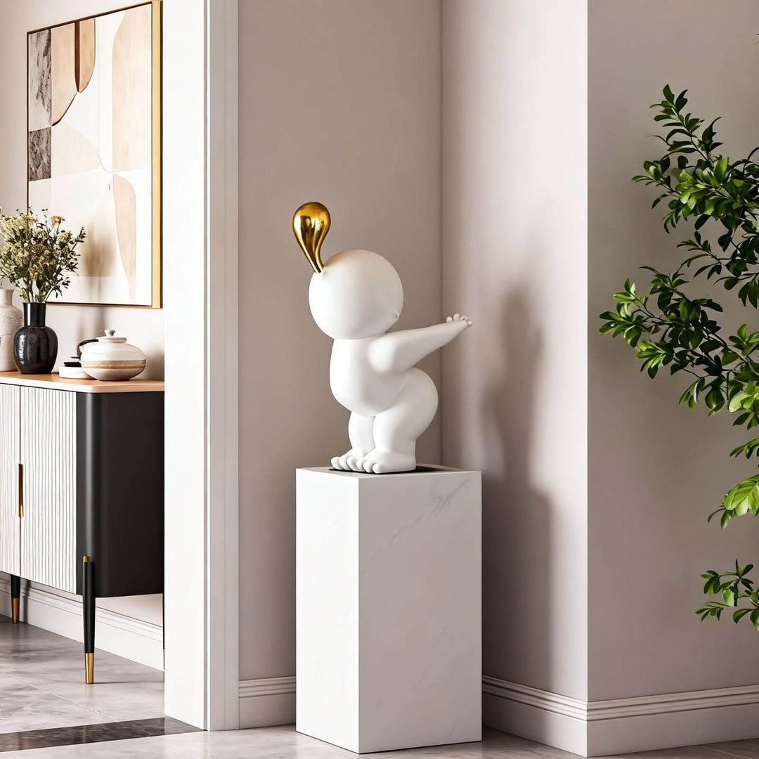Nobiku White Sculpture – Modern Entryway Decor Accent