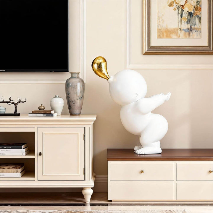 Nobiku White Sculpture – Modern Entryway Decor Accent