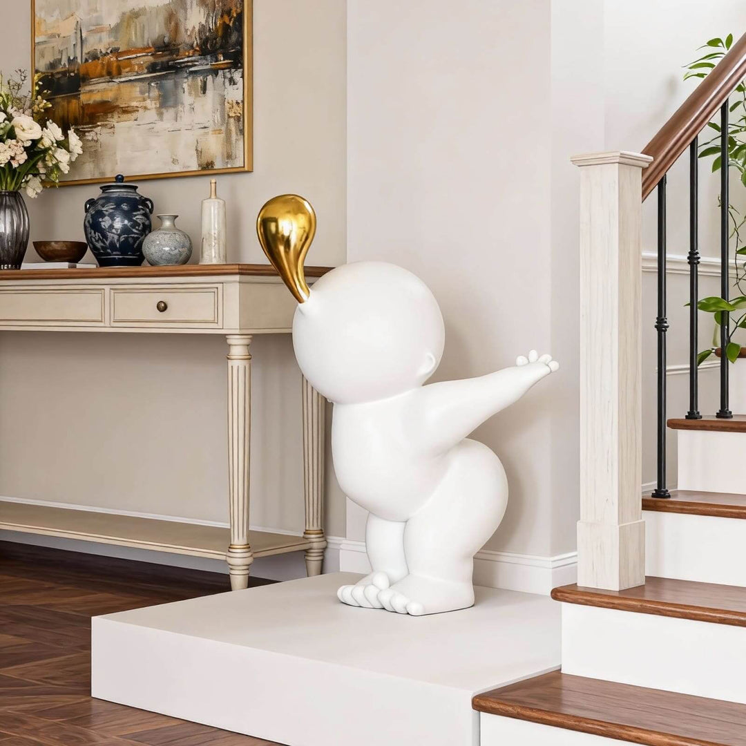 Nobiku White Sculpture – Modern Entryway Decor Accent