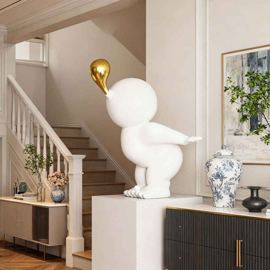 Nobiku White Sculpture – Modern Entryway Decor Accent