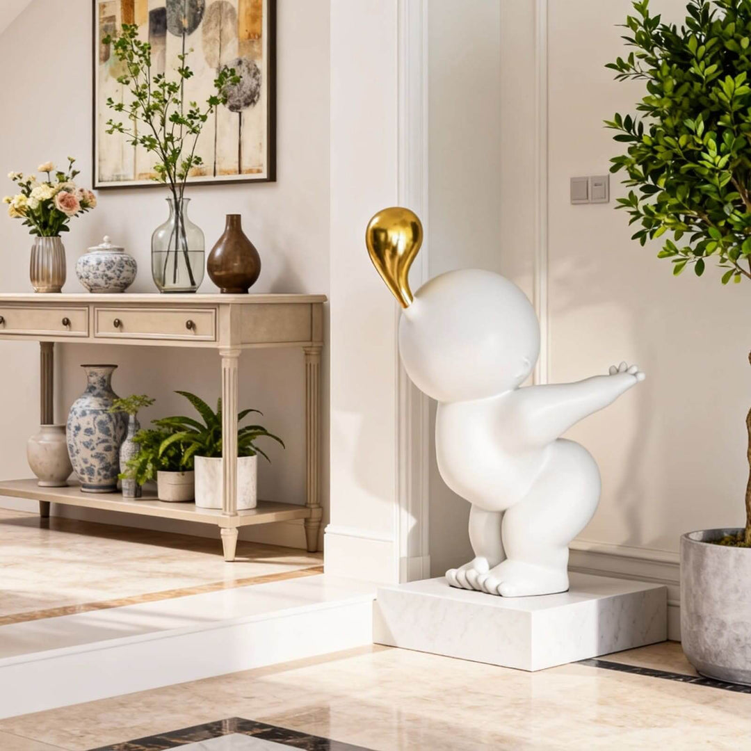 Nobiku White Sculpture – Modern Entryway Decor Accent