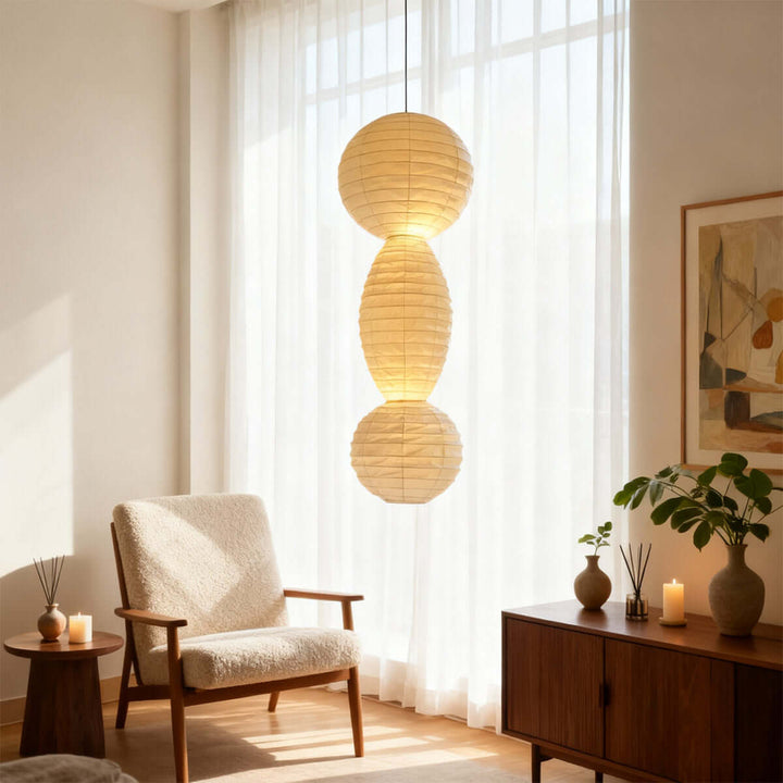Noyra Chandelier – Japanese Retro Geometric Paper Lantern