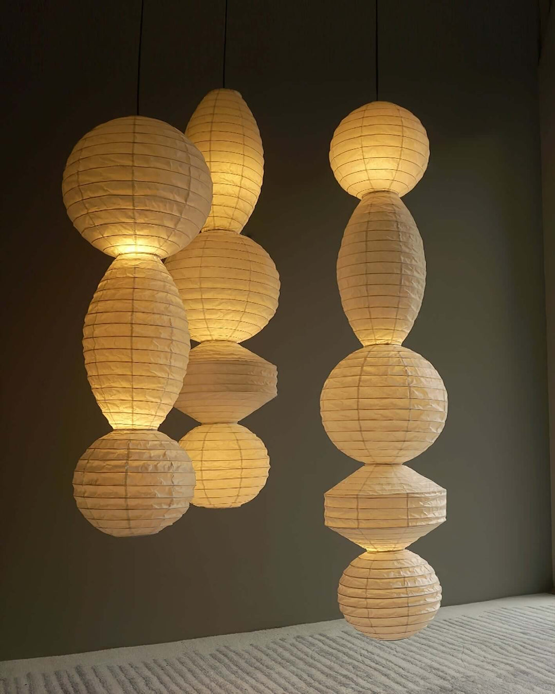 Noyra Chandelier – Japanese Retro Geometric Paper Lantern