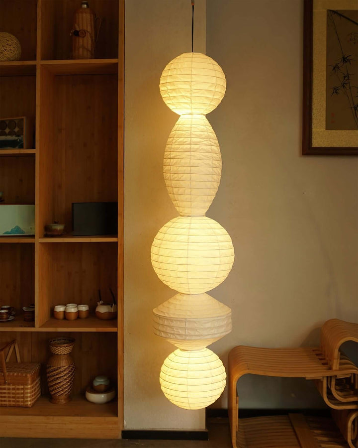 Noyra Chandelier – Japanese Retro Geometric Paper Lantern