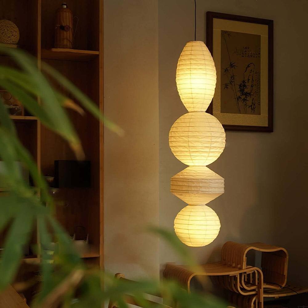 Noyra Chandelier – Japanese Retro Geometric Paper Lantern