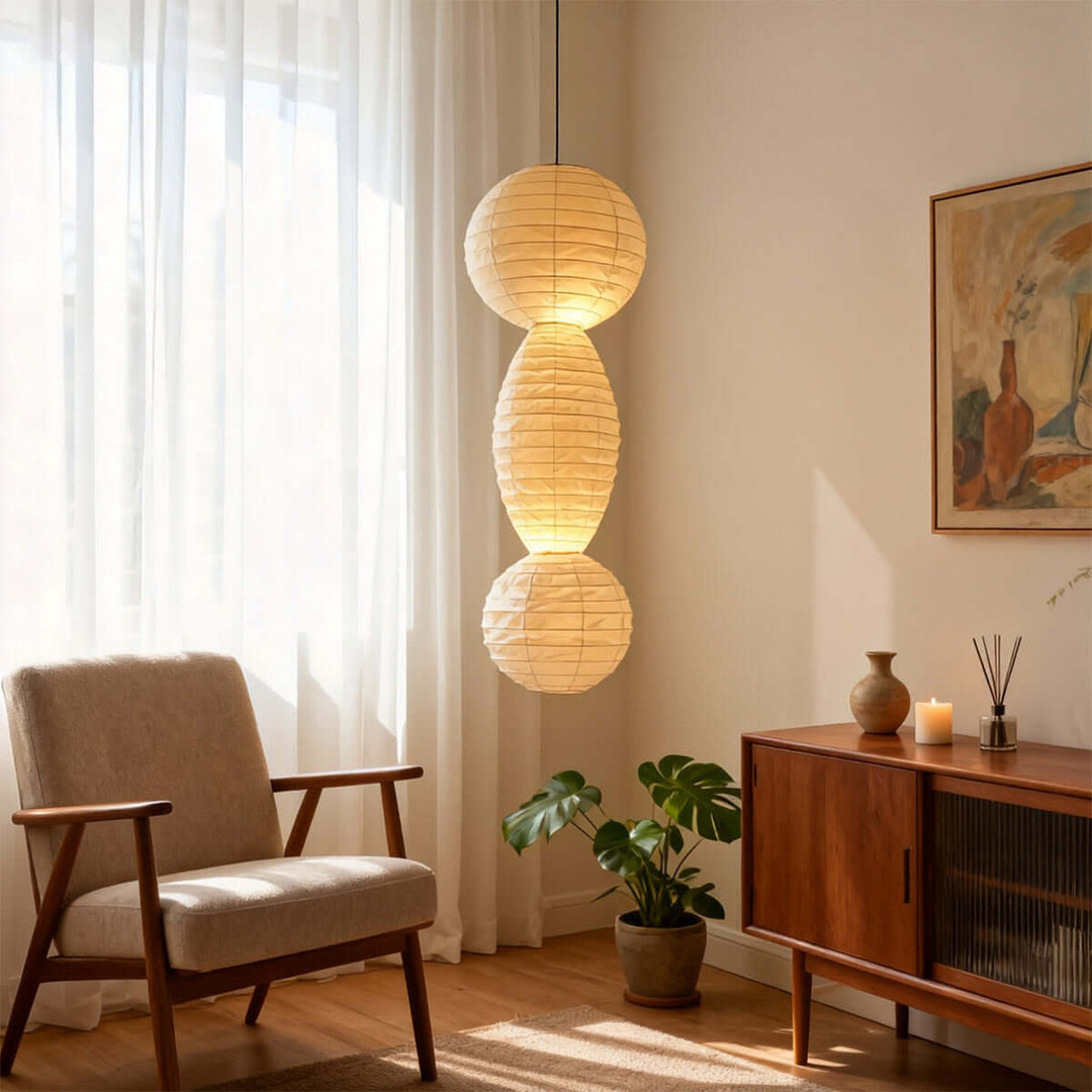 Noyra Chandelier – Japanese Retro Geometric Paper Lantern