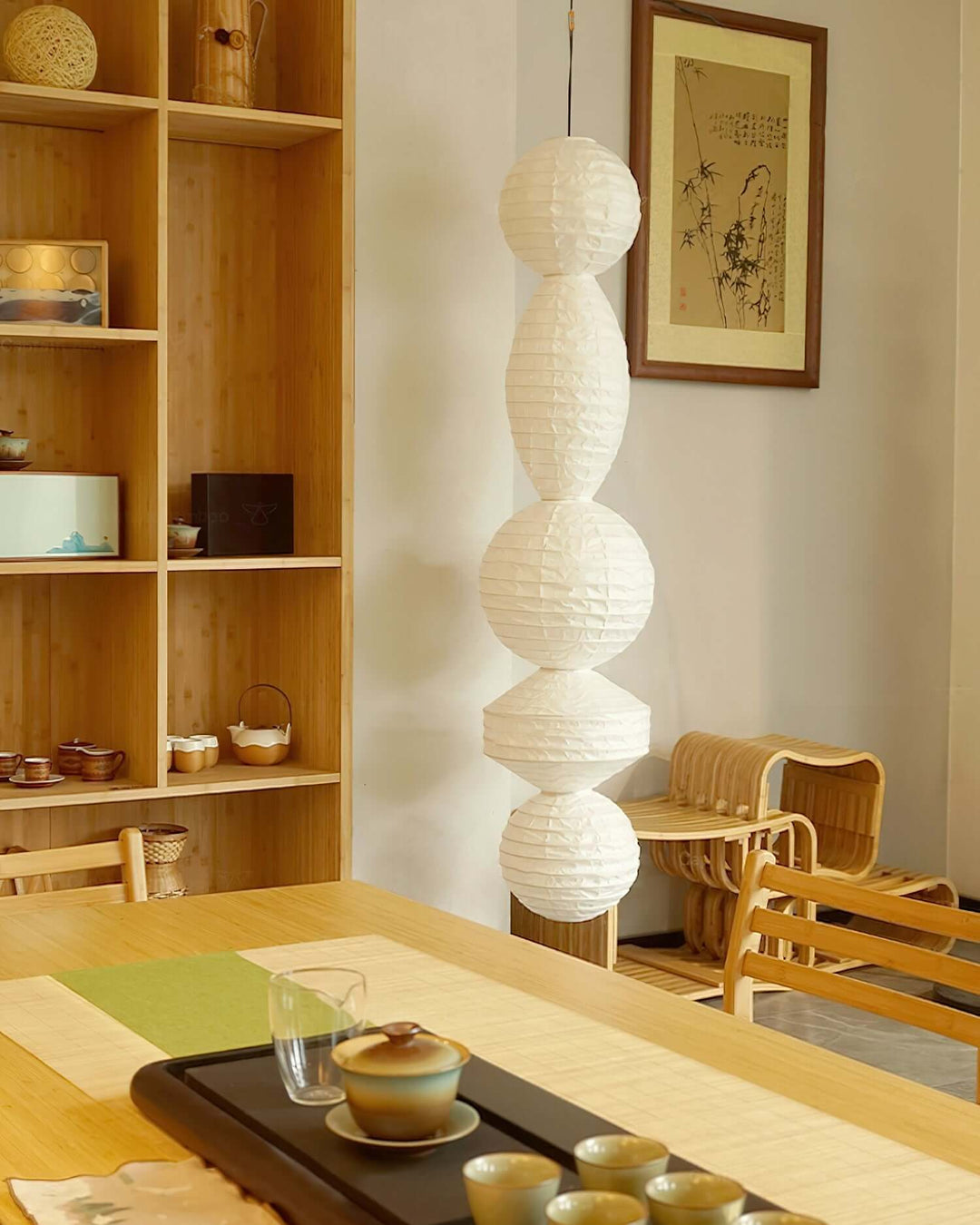 Noyra Chandelier – Japanese Retro Geometric Paper Lantern
