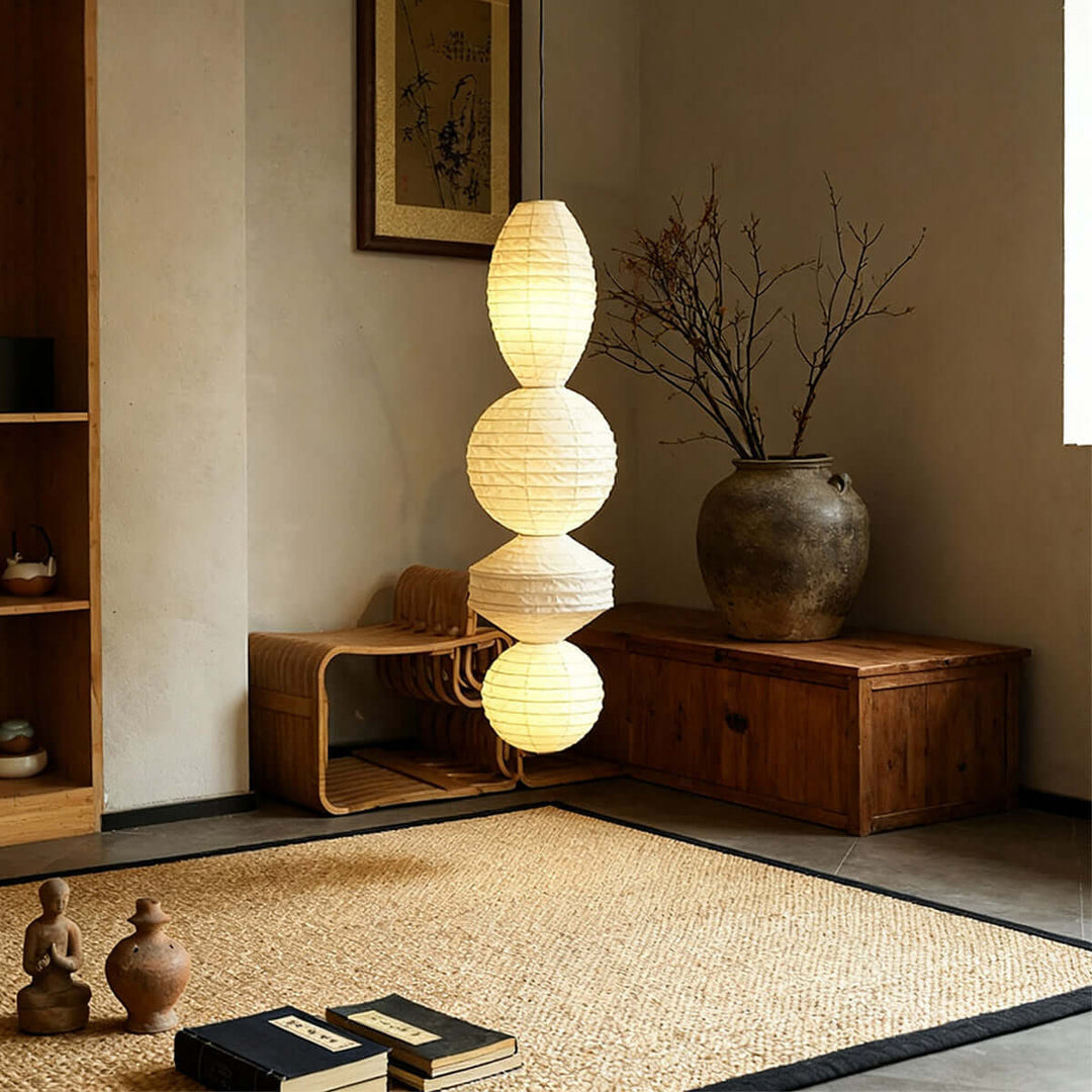 Noyra Chandelier – Japanese Retro Geometric Paper Lantern