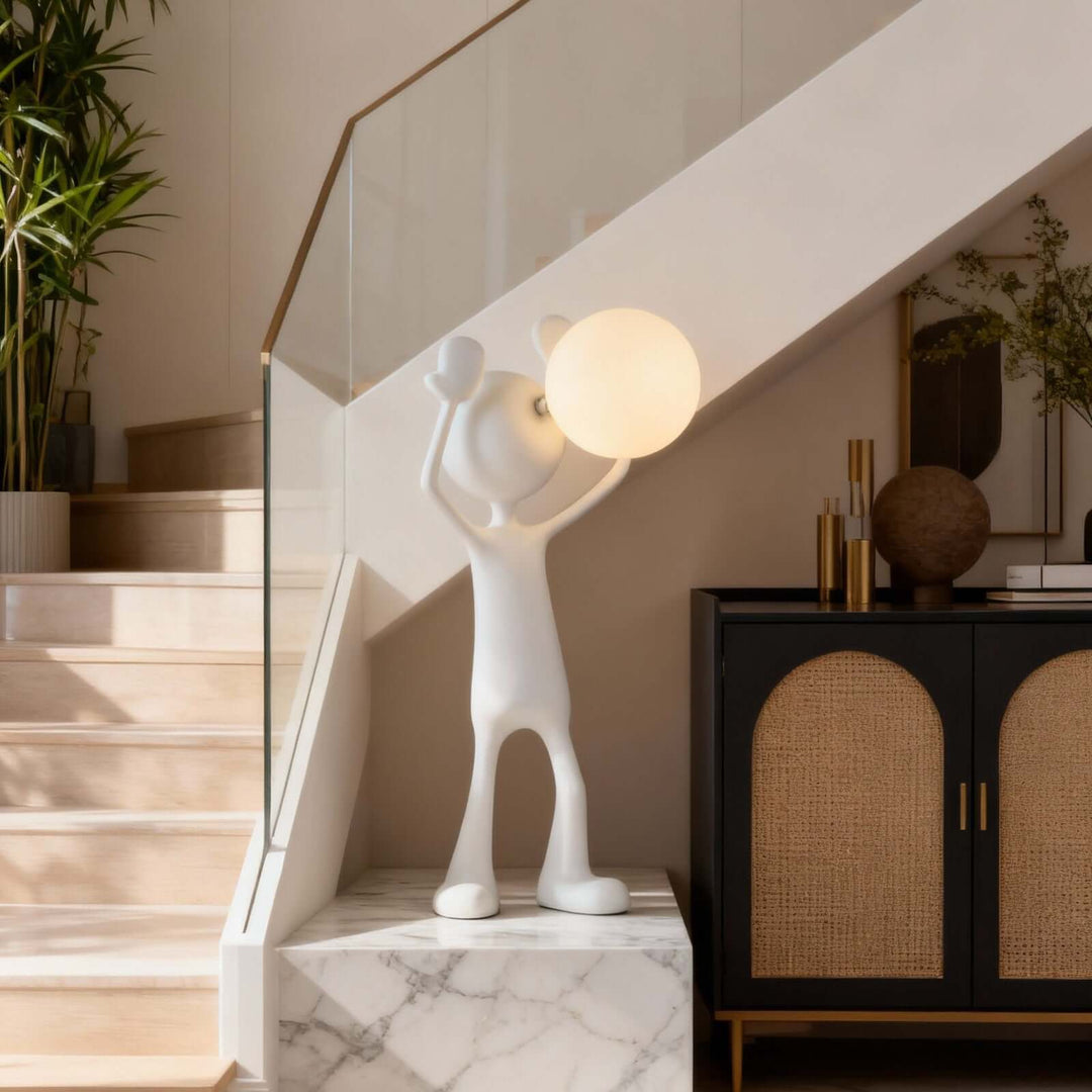 Nuvako White Lamp – Sculptural Art Deco Table Light