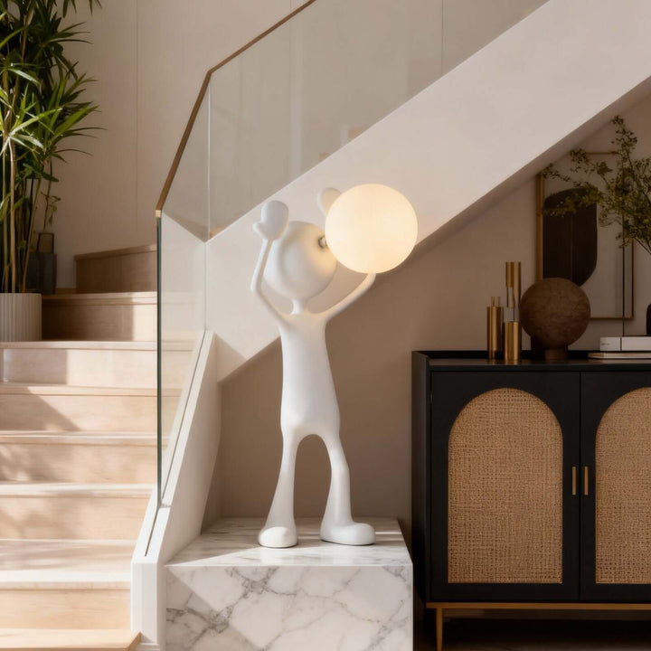 Nuvako White Lamp – Sculptural Art Deco Table Light