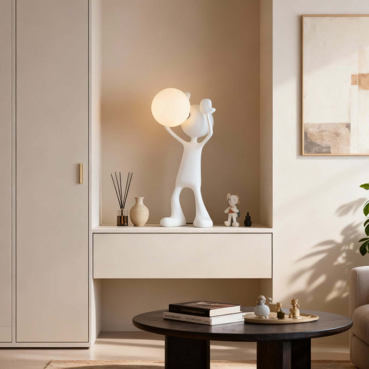 Nuvako White Lamp – Sculptural Art Deco Table Light