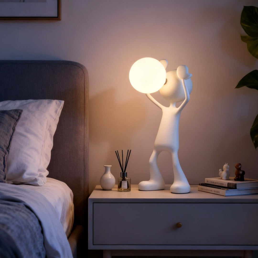 Nuvako White Lamp – Sculptural Art Deco Table Light