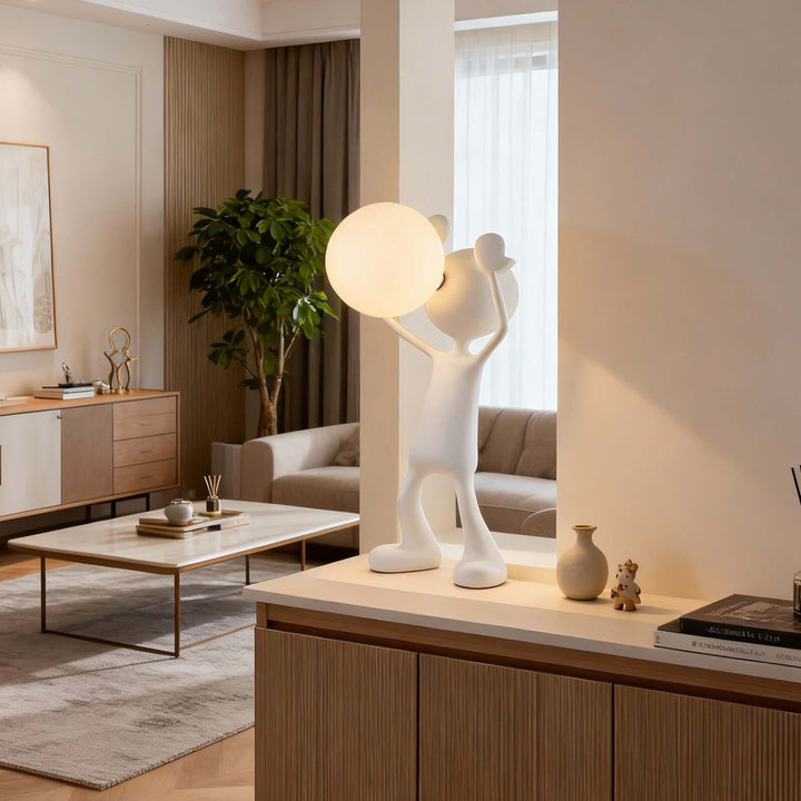 Nuvako White Lamp – Sculptural Art Deco Table Light