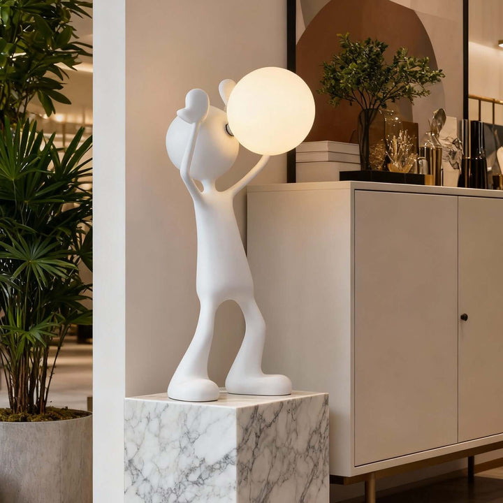 Nuvako White Lamp – Sculptural Art Deco Table Light