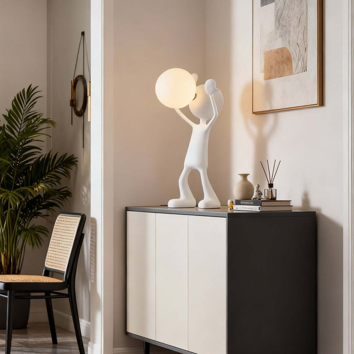 Nuvako White Lamp – Sculptural Art Deco Table Light