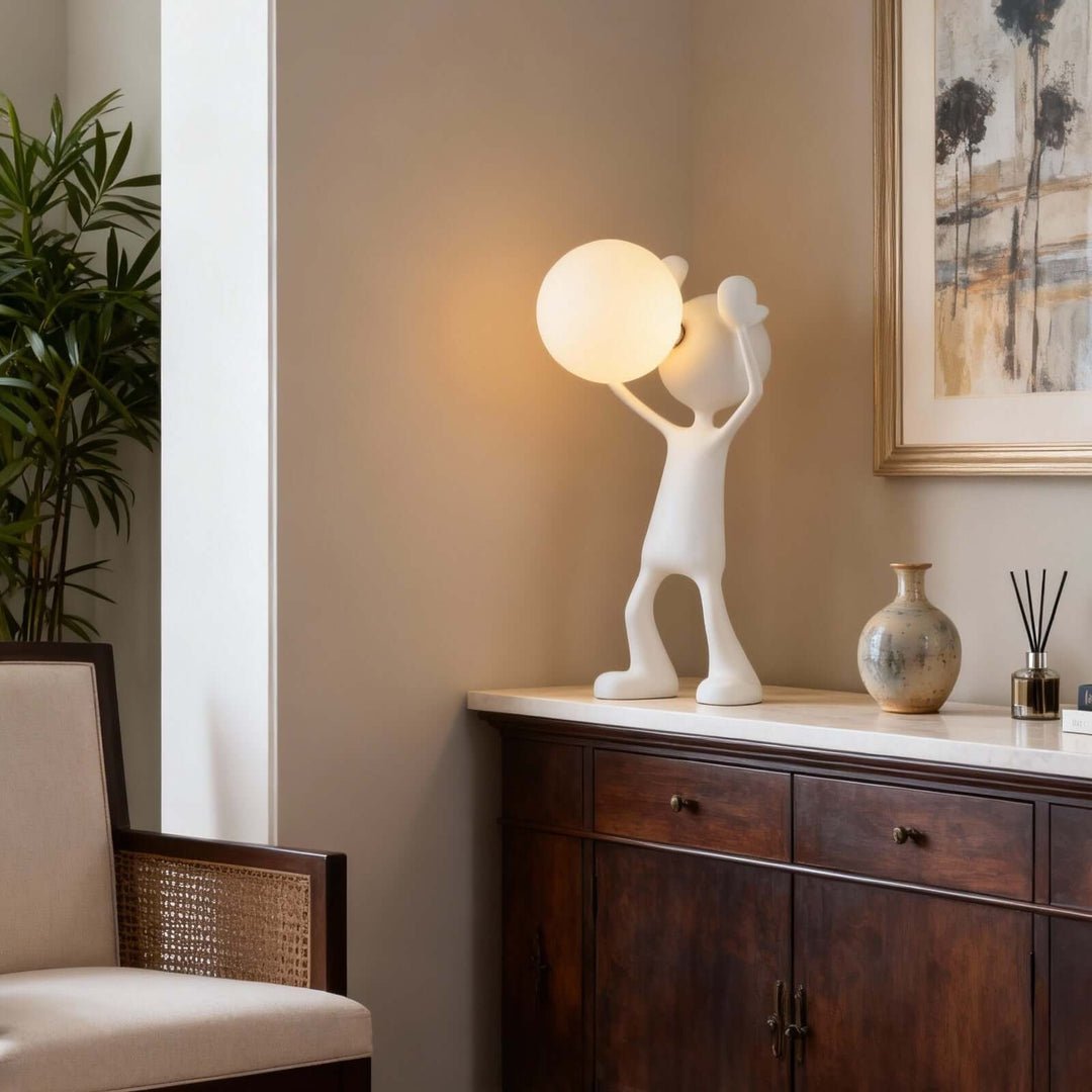 Nuvako White Lamp – Sculptural Art Deco Table Light